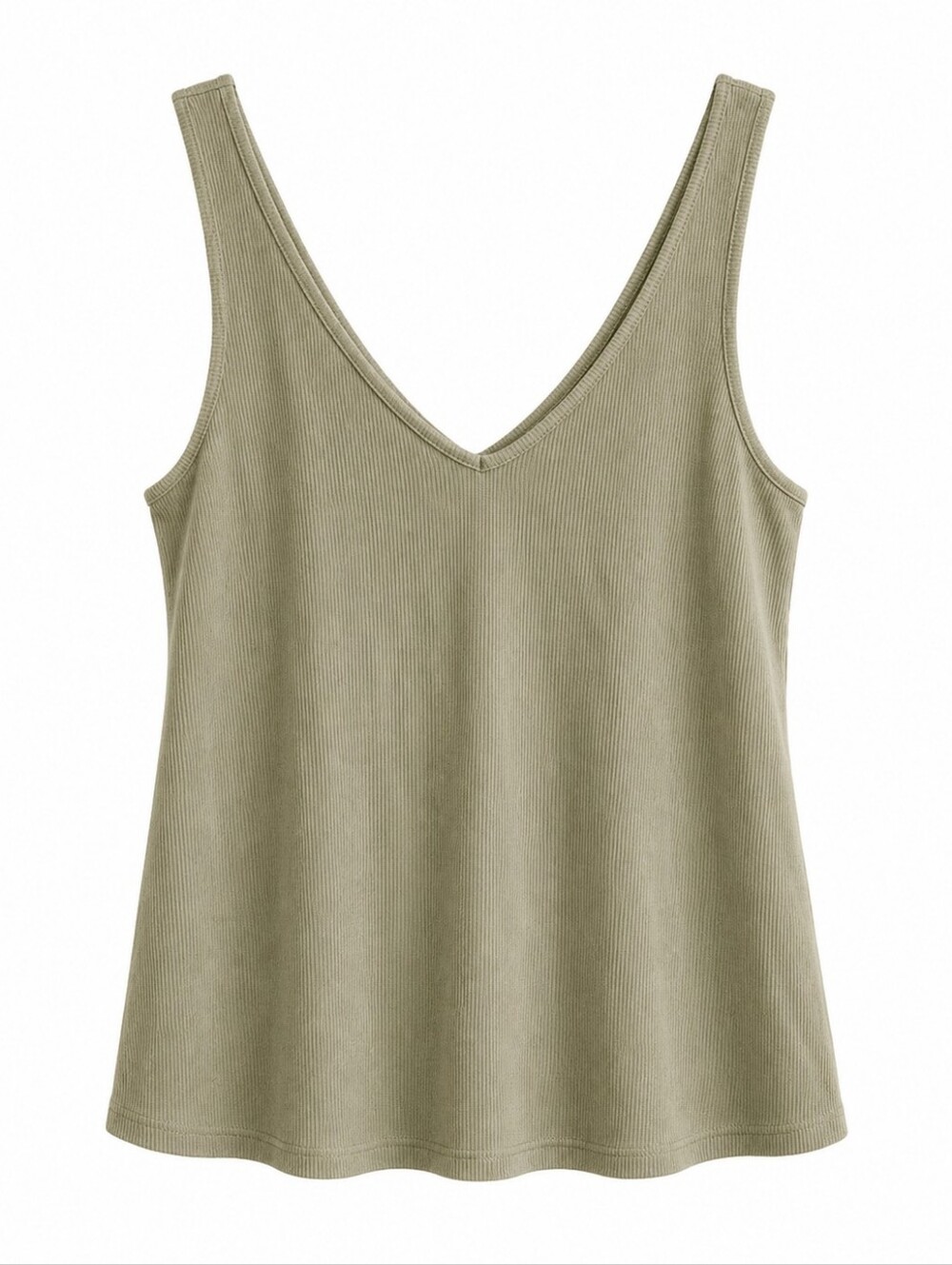 le chateau Olive Ribbed V-Neck Tank Top XXL